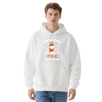 Cute Fox Slogan Print Red Hoodie, Soft & All-Day Comfort Unisex Pullover
