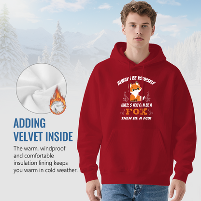 Cute Fox Slogan Print Red Hoodie, Soft & All-Day Comfort Unisex Pullover