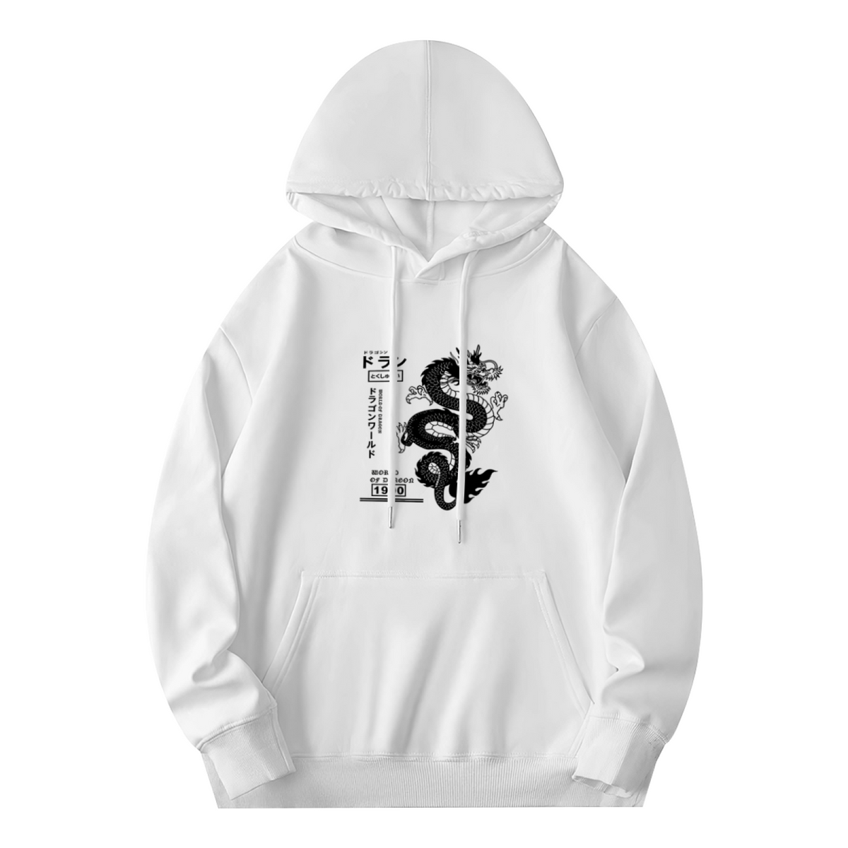 Japanese Retro Black Dragon Graphic Streetwear Hoodie