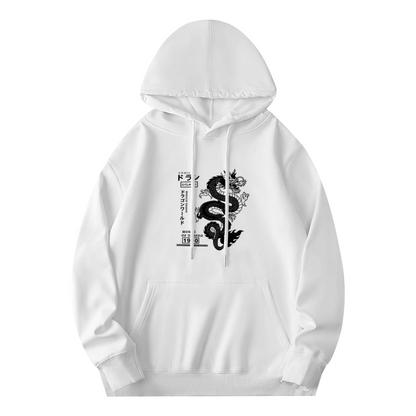 Japanese Retro Black Dragon Graphic Streetwear Hoodie