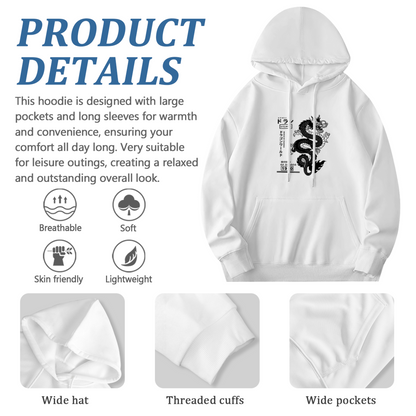 Japanese Retro Black Dragon Graphic Streetwear Hoodie
