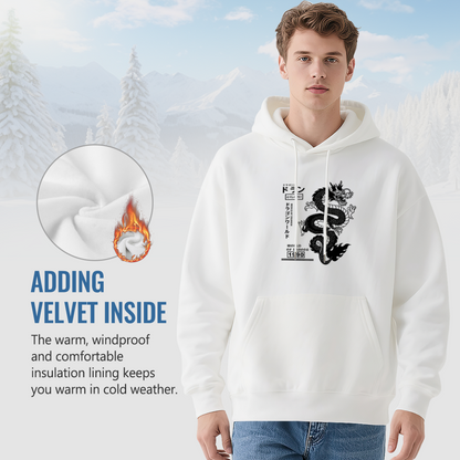 Japanese Retro Black Dragon Graphic Streetwear Hoodie