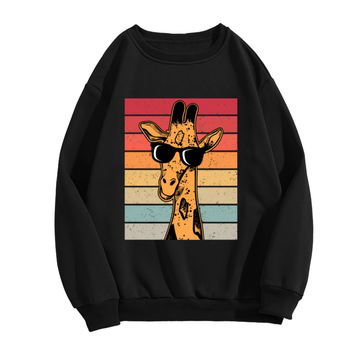 Retro Cool Sunglasses Giraffe Vintage Striped Crewneck Sweatshirt