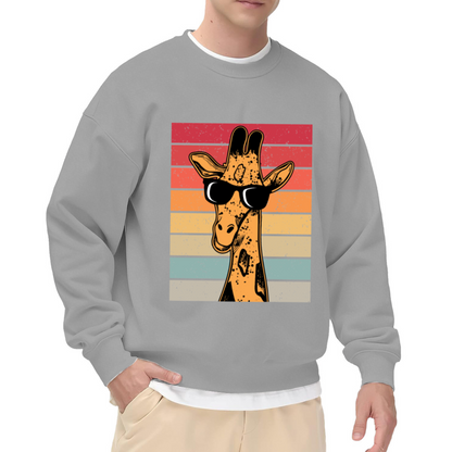 Retro Cool Sunglasses Giraffe Vintage Striped Crewneck Sweatshirt