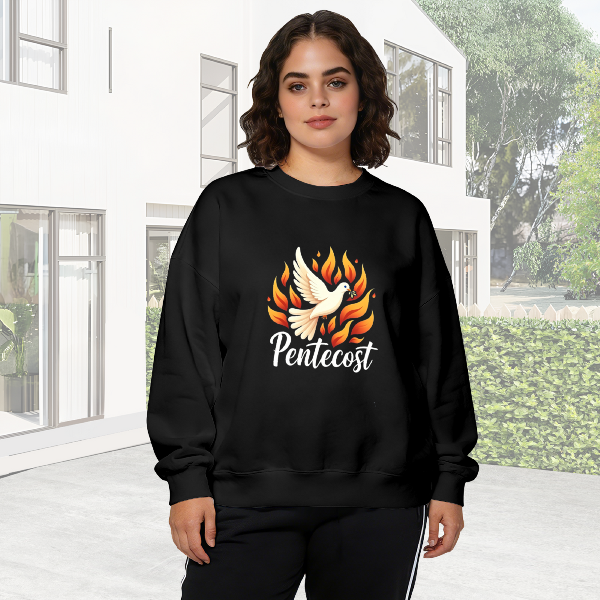 Pentecost Dove & Flaming Spirit Graphic Crewneck Sweatshirt