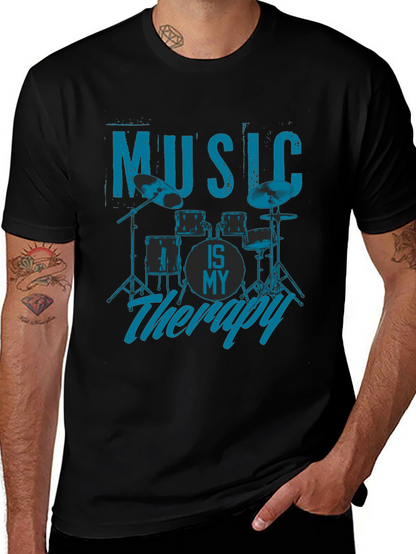 Music is My Therapy T-Shirt - Drum Kit Design