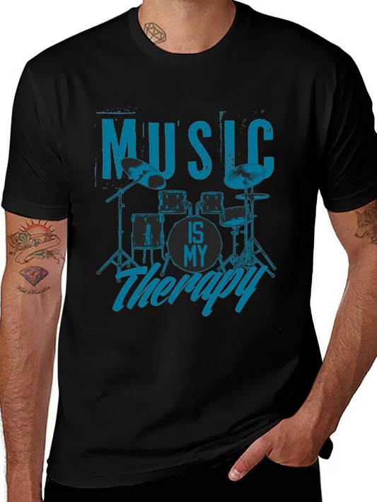 Music is My Therapy T-Shirt - Drum Kit Design