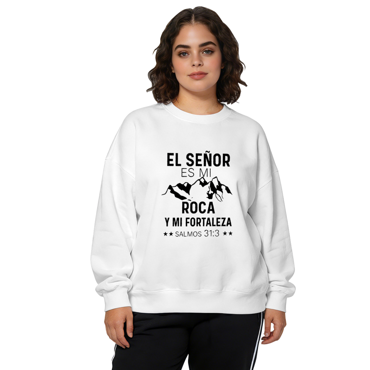 El Se?or Es Mi Roca Bible Verse Mountain Print Crewneck Sweatshirt