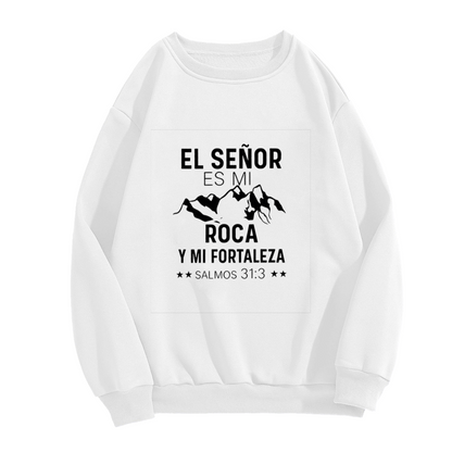 El Se?or Es Mi Roca Bible Verse Mountain Print Crewneck Sweatshirt