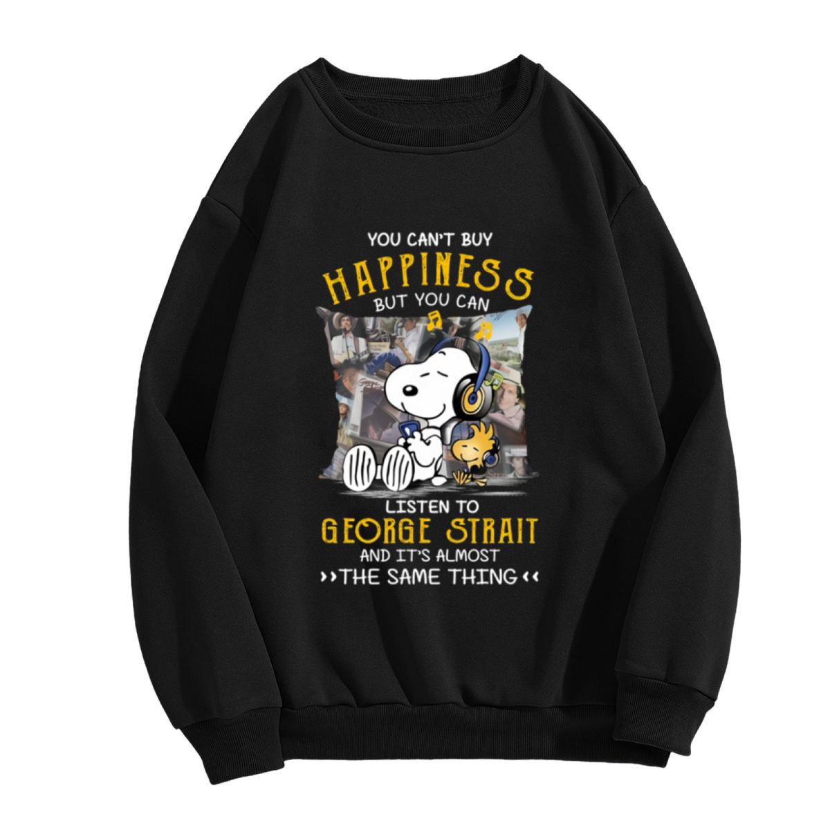 You Can¡¯t Buy Happiness Snoopy Music Fan Crewneck Sweatshirt