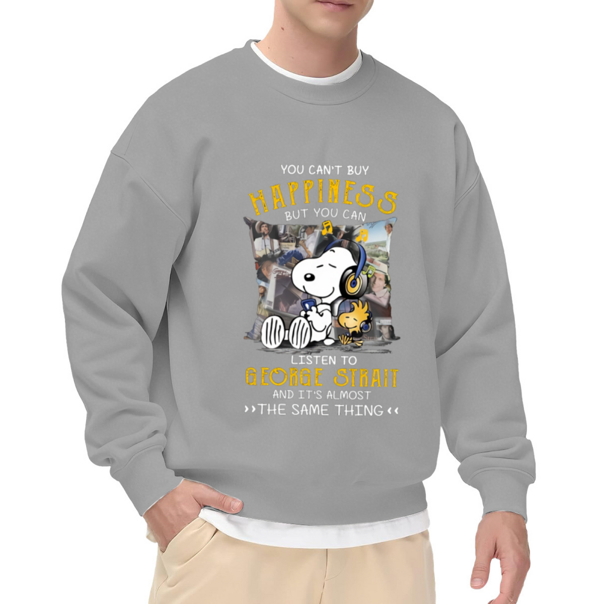 You Can¡¯t Buy Happiness Snoopy Music Fan Crewneck Sweatshirt