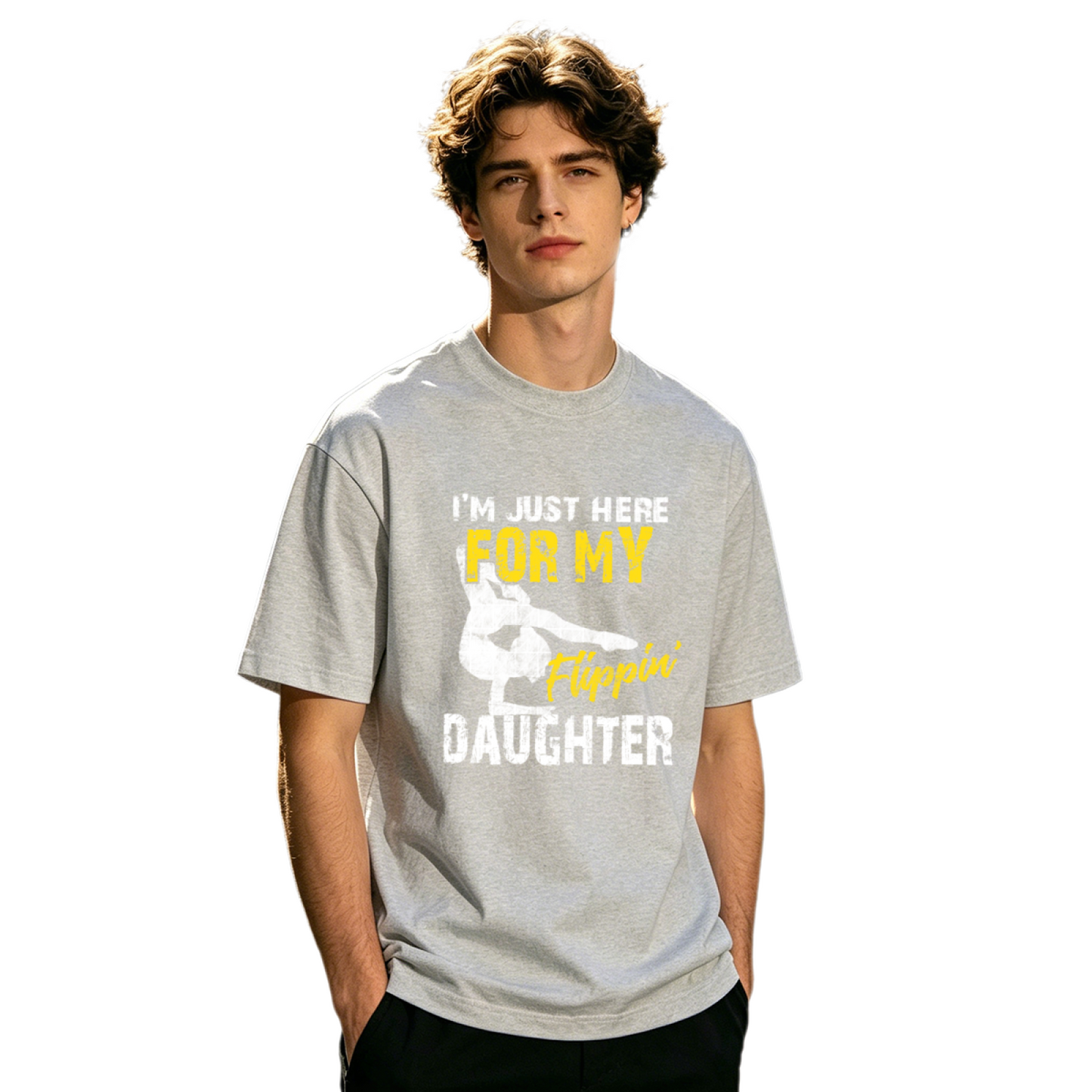 Dad I'm Just Here For My Flippin Daughter Gymnastics Vintage T-Shirt