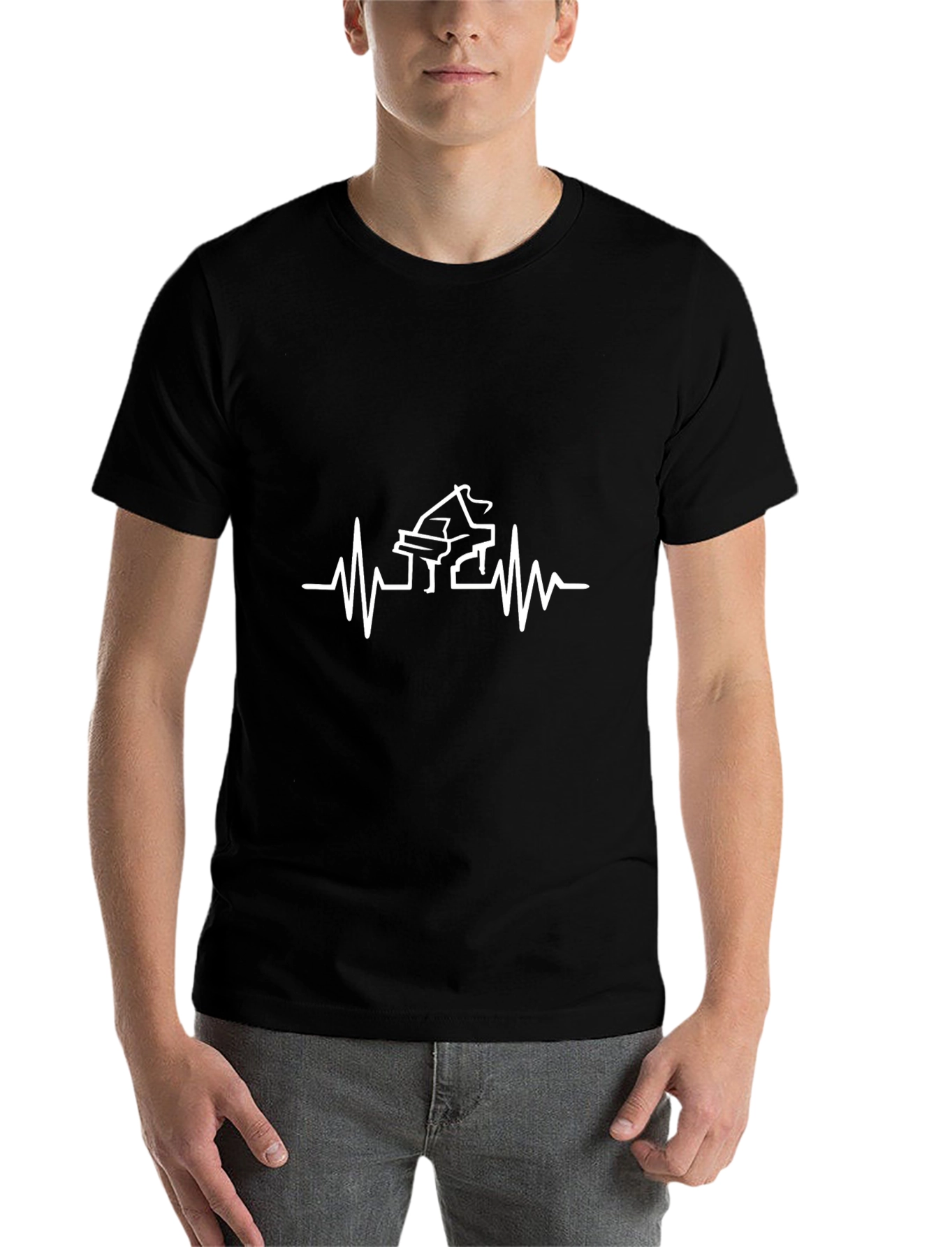 Piano Heartbeat T-Shirt - Black