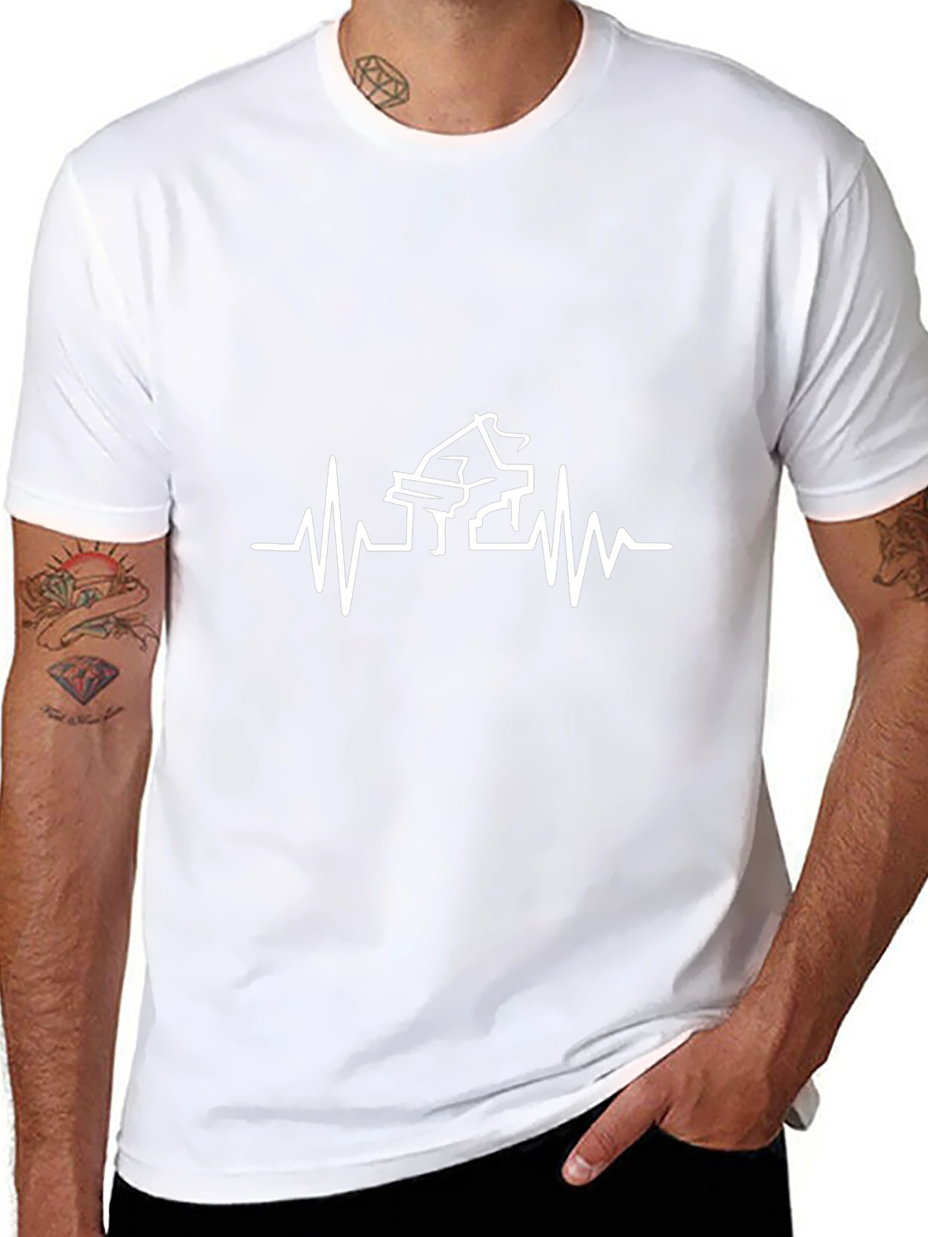 Piano Heartbeat T-Shirt - Black