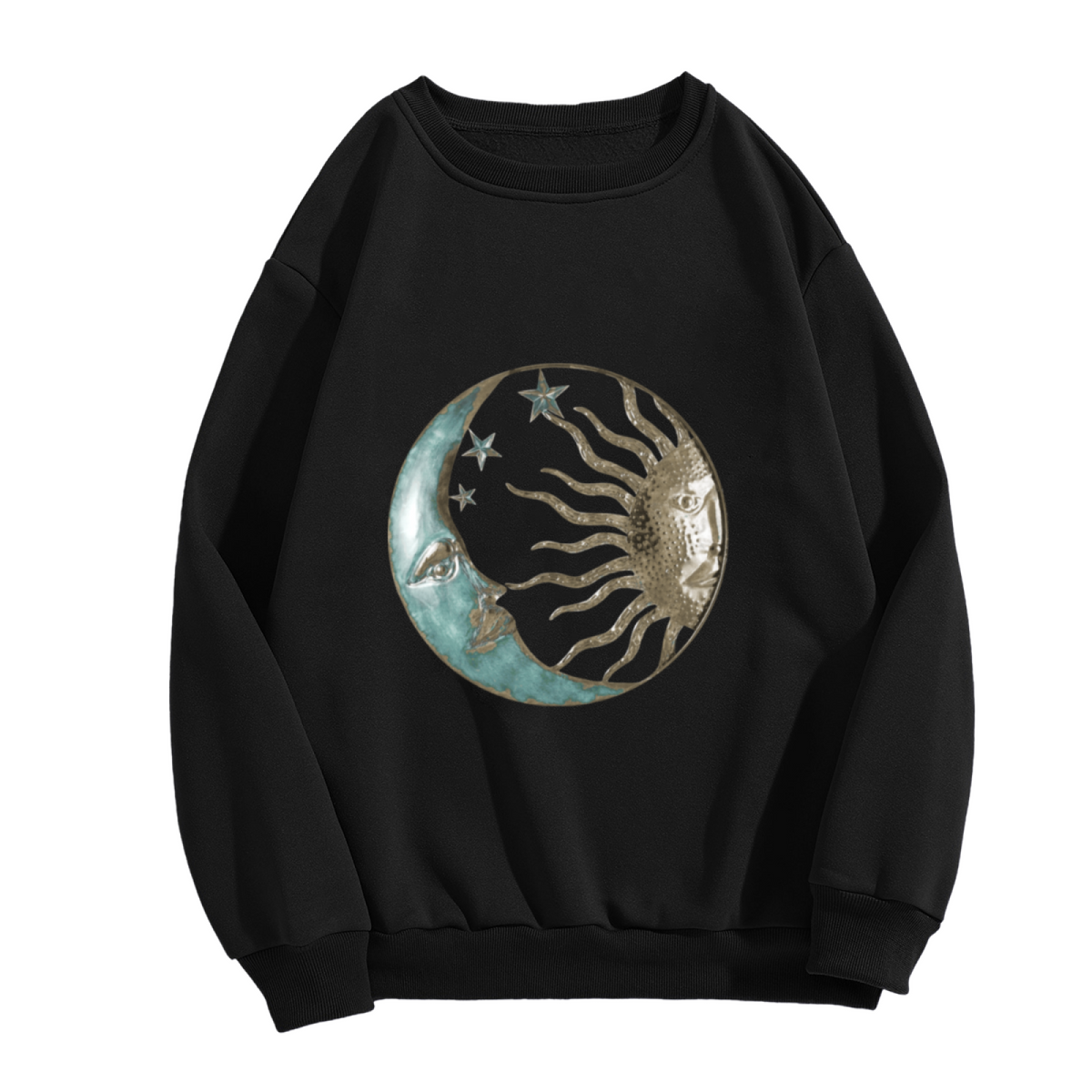 Vintage Celestial Sun Moon And Stars Boho Crewneck Sweatshirt