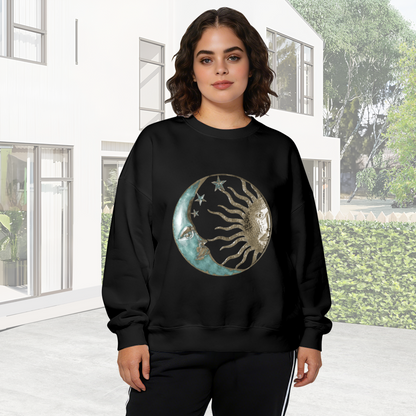 Vintage Celestial Sun Moon And Stars Boho Crewneck Sweatshirt