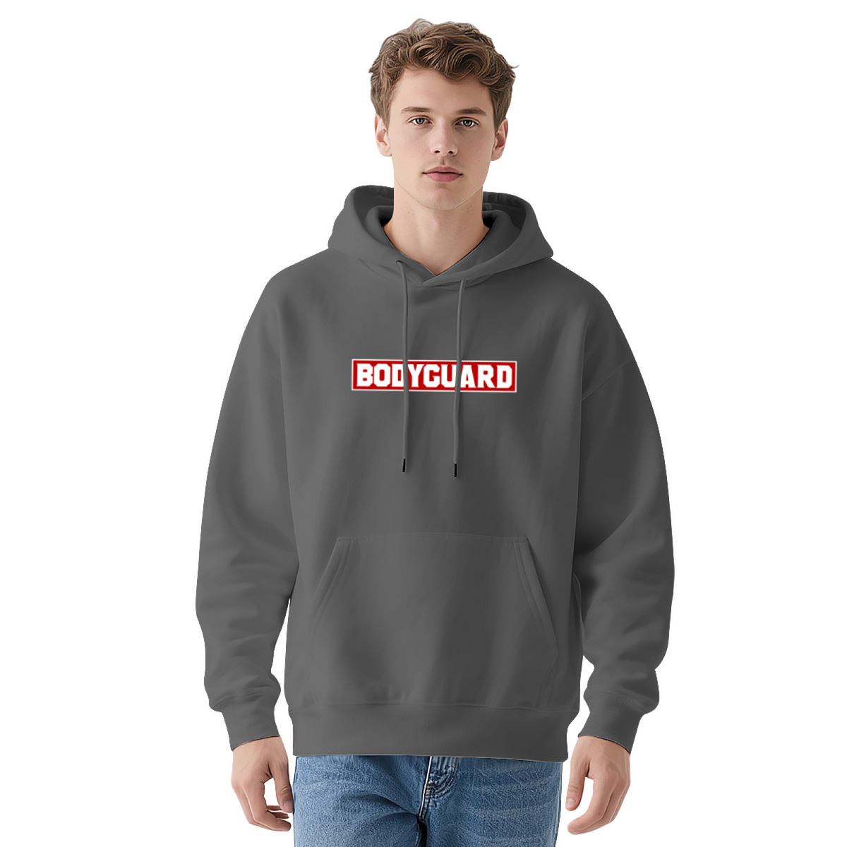 Bold Bodyguard Text Graphic Hoodie, Casual Comfort Top