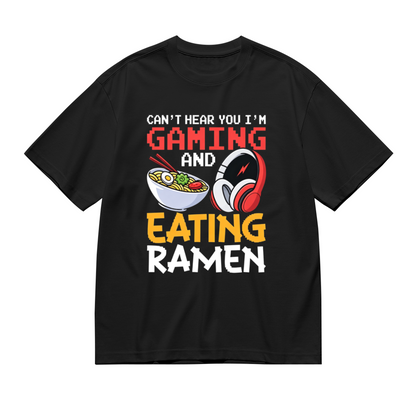 Men's Funny Gaming & Ramen Lover Pixel Art Casual Short Sleeve Tee