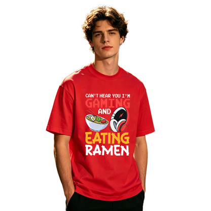 Men's Funny Gaming & Ramen Lover Pixel Art Casual Short Sleeve Tee