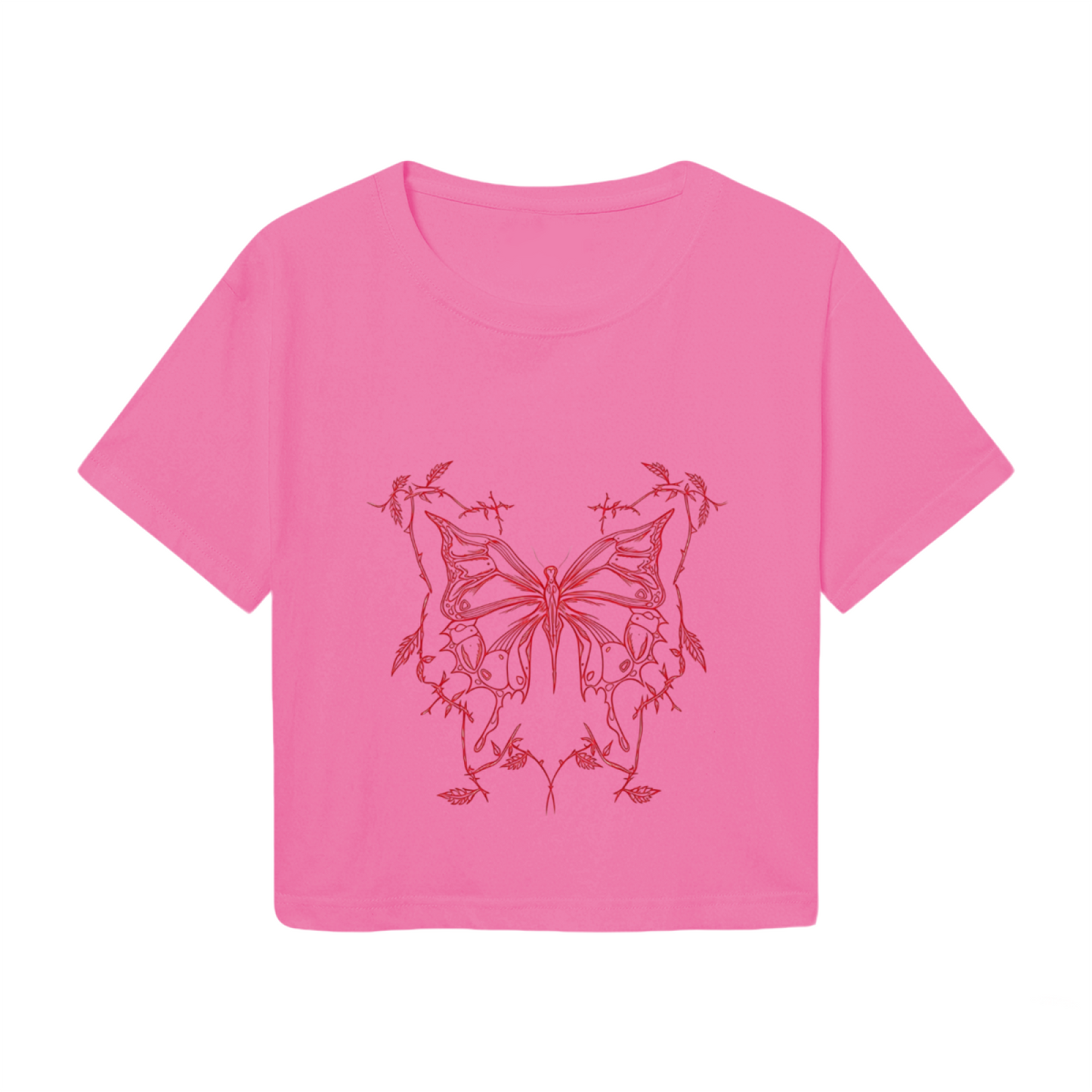 Gothic Thorn Butterfly Hot Pink Aesthetic  Tee