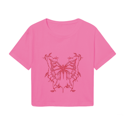 Gothic Thorn Butterfly Hot Pink Aesthetic  Tee