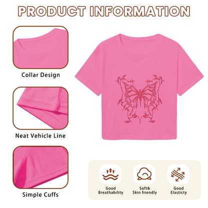 Gothic Thorn Butterfly Hot Pink Aesthetic  Tee