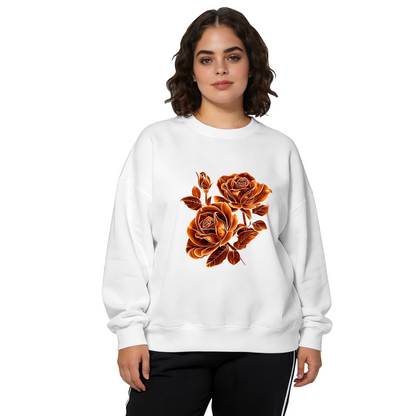 Vintage Burnt?Orange Rose Bouquet Art Print Crewneck Sweatshirt