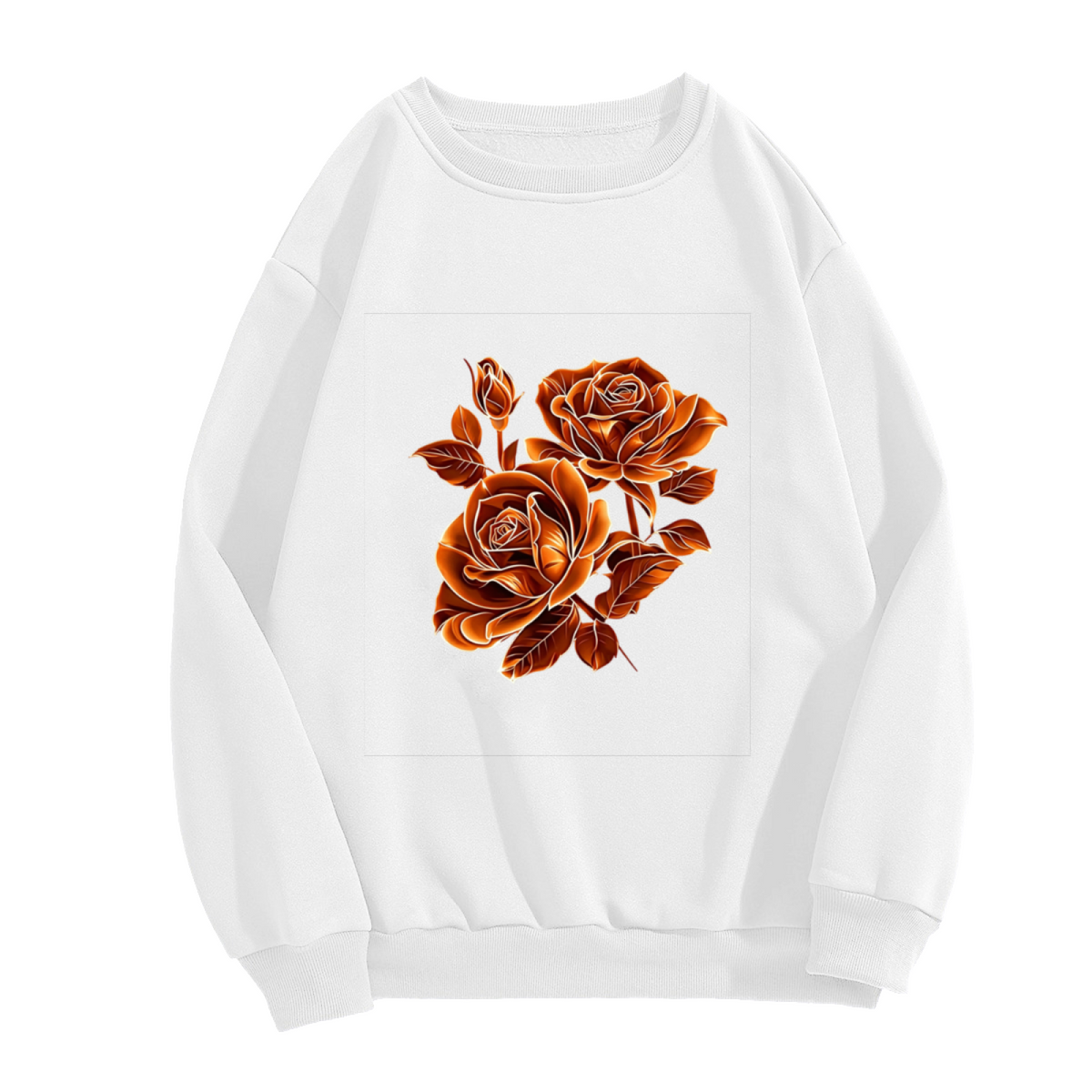 Vintage Burnt?Orange Rose Bouquet Art Print Crewneck Sweatshirt