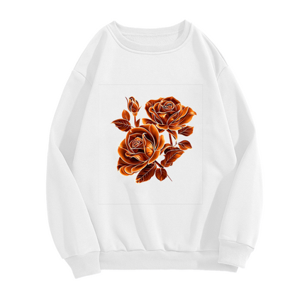 Vintage Burnt?Orange Rose Bouquet Art Print Crewneck Sweatshirt