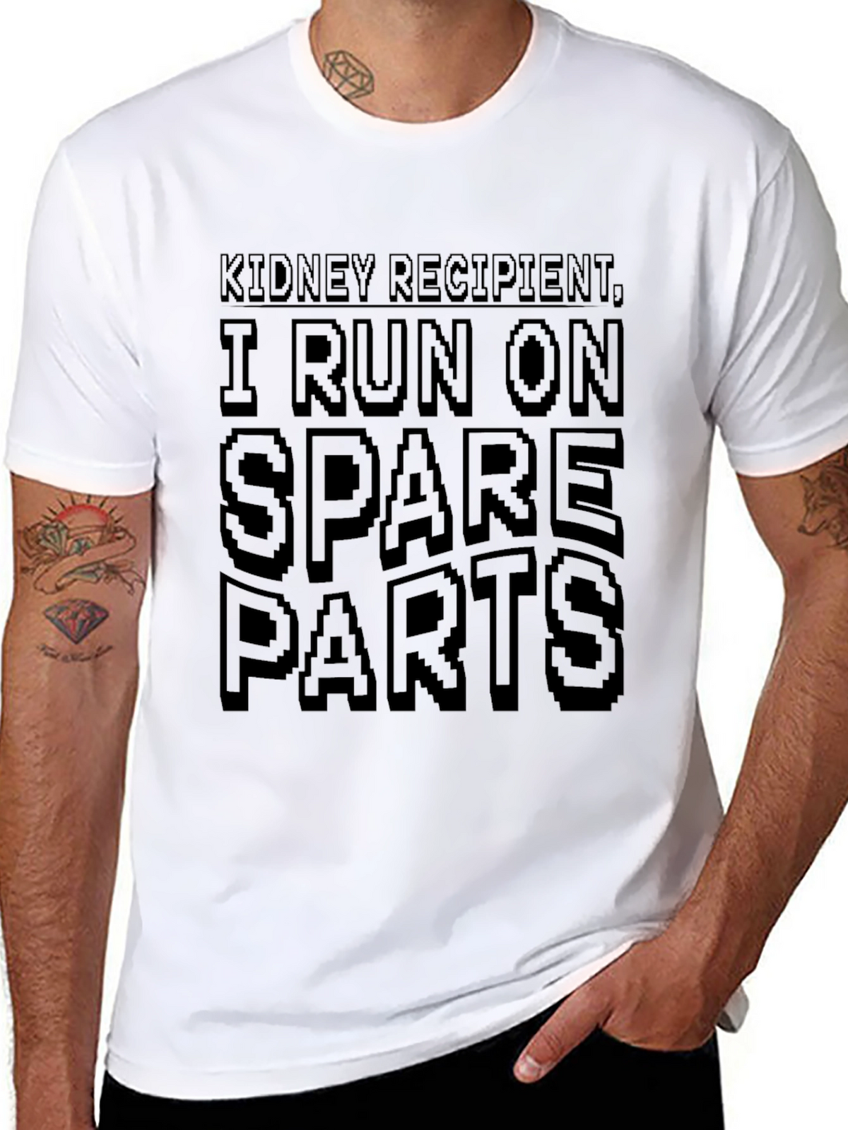 Kidney Recipient I Run on Spare Parts Black T-Shirt