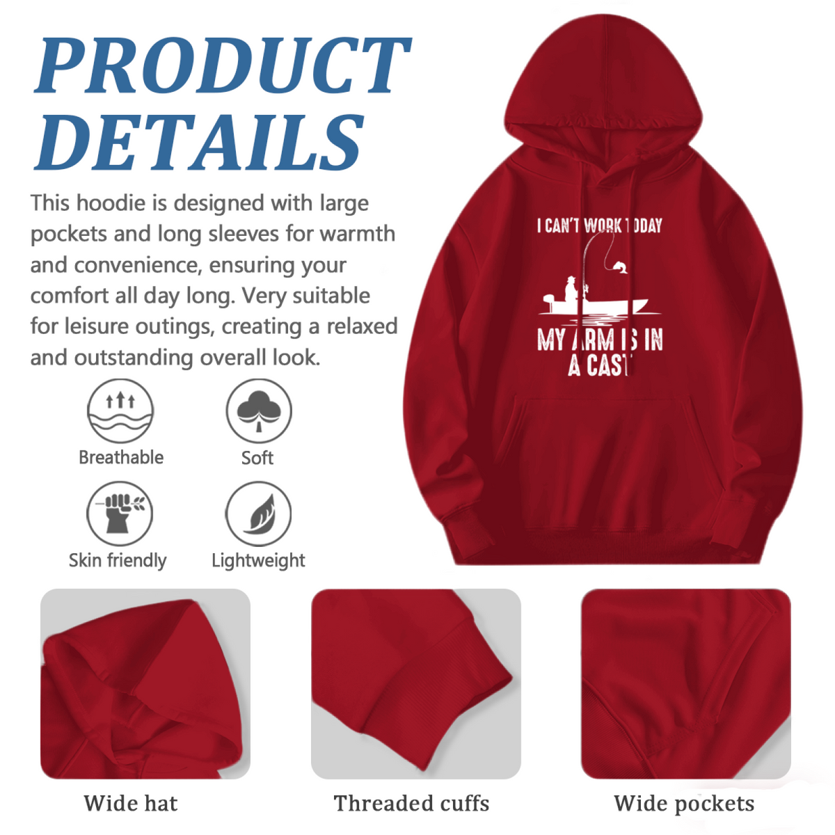 Funny Fishing Pun Red Unisex Hoodie