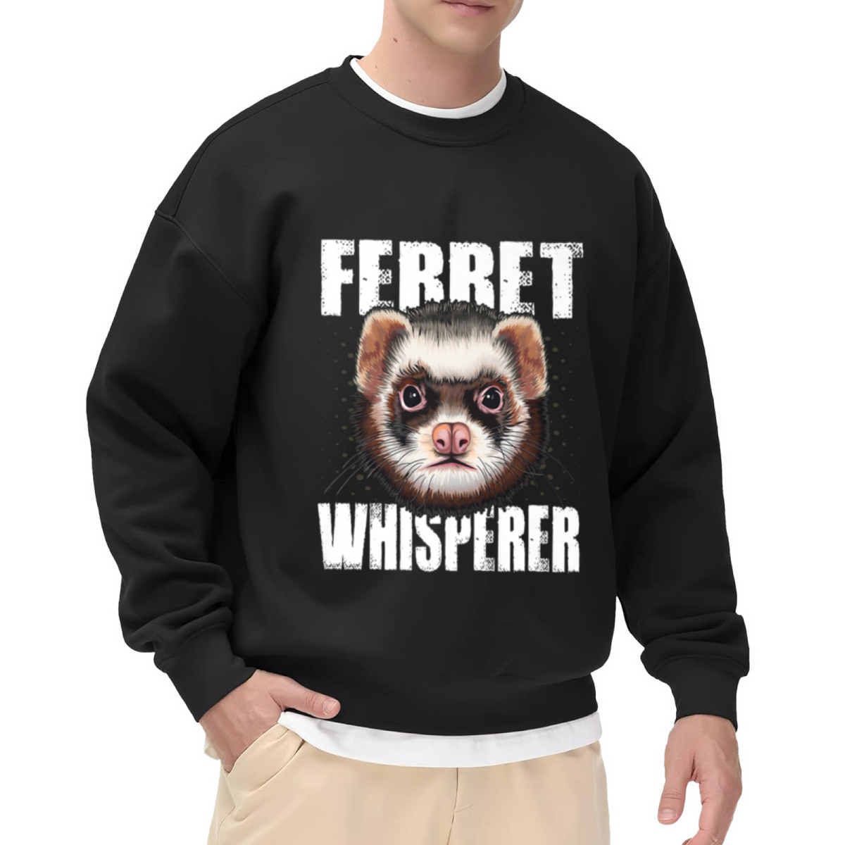 Ferret Whisperer Cute Pet Ferret Animal Lover Crewneck Sweatshirt