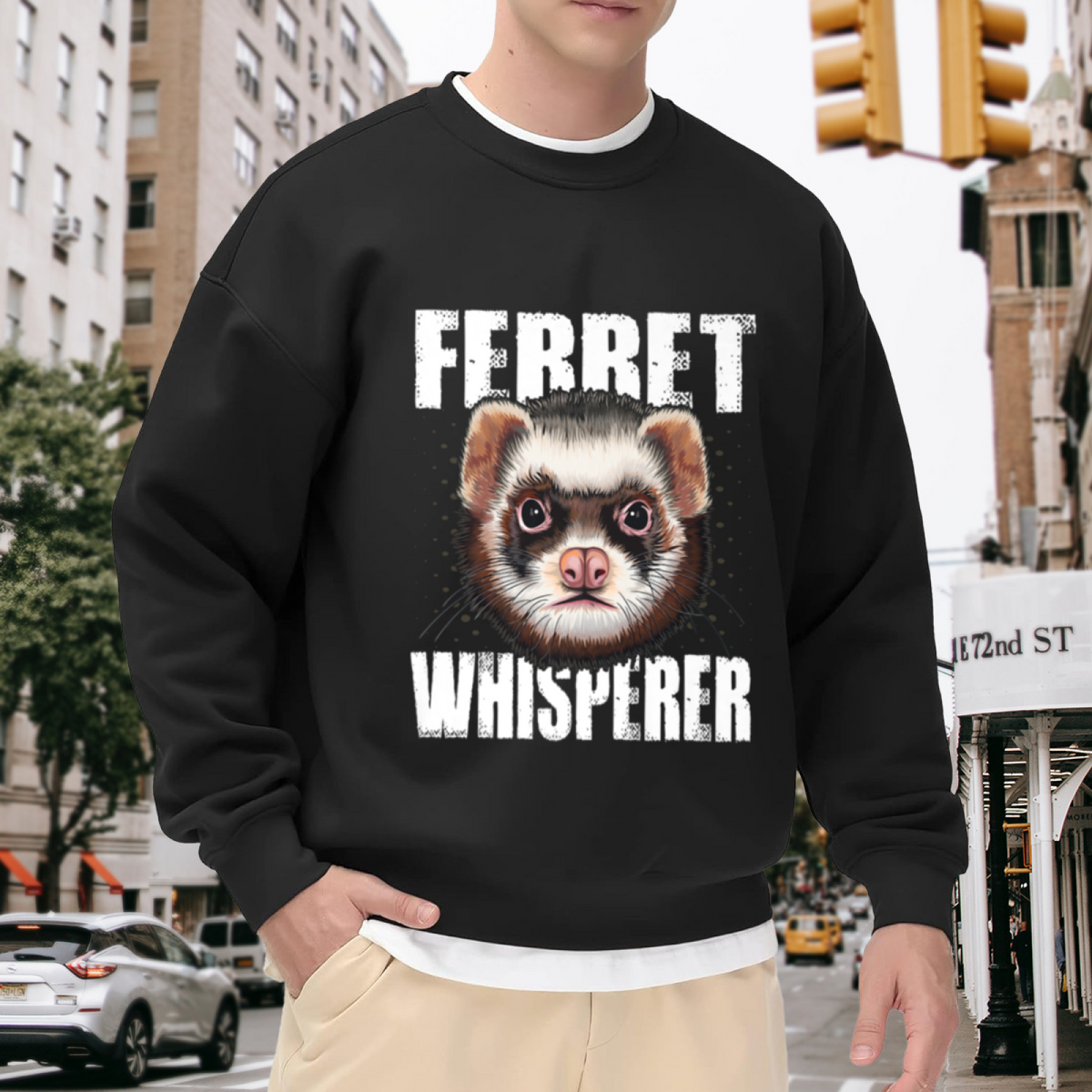 Ferret Whisperer Cute Pet Ferret Animal Lover Crewneck Sweatshirt
