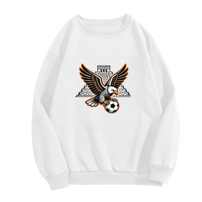 Mexican Eagle & Pyramid Soccer Graphic Crewneck Sweatshirt