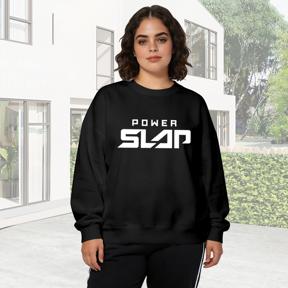 Power Slap Bold Sport Text Logo Crewneck Sweatshirt