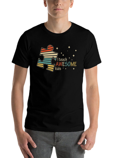 Autism Awareness Teacher T-Shirt - I Teach Awesome Kids
