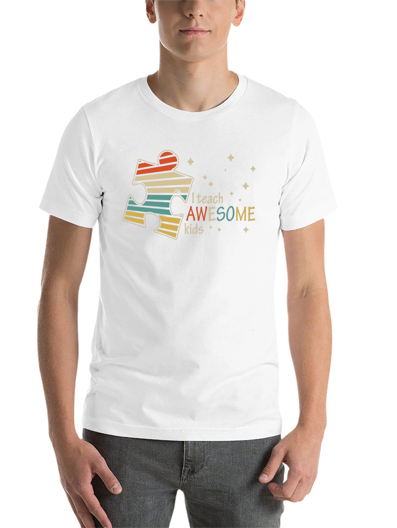 Autism Awareness Teacher T-Shirt - I Teach Awesome Kids