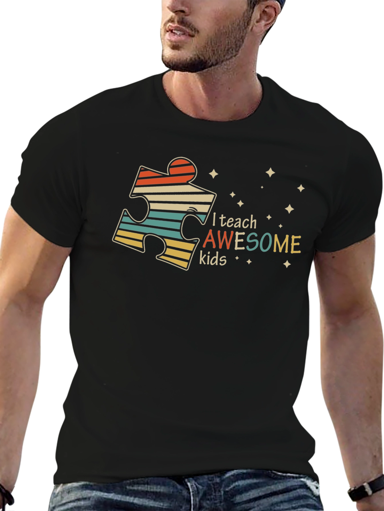 Autism Awareness Teacher T-Shirt - I Teach Awesome Kids