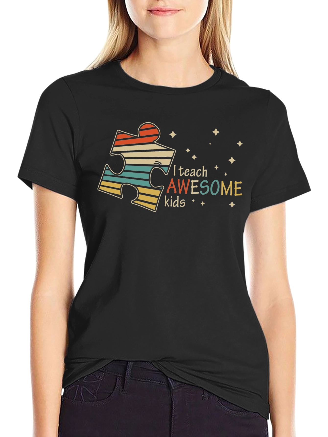 Autism Awareness Teacher T-Shirt - I Teach Awesome Kids
