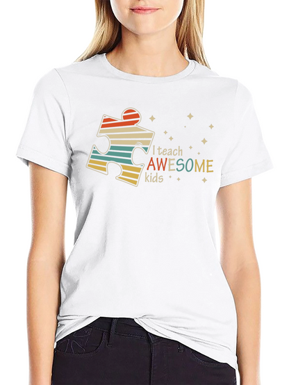 Autism Awareness Teacher T-Shirt - I Teach Awesome Kids
