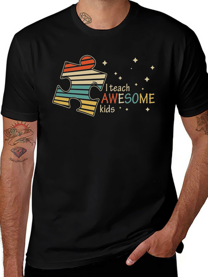 Autism Awareness Teacher T-Shirt - I Teach Awesome Kids