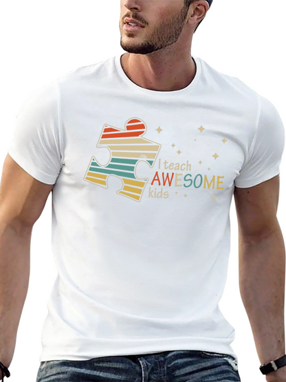 Autism Awareness Teacher T-Shirt - I Teach Awesome Kids