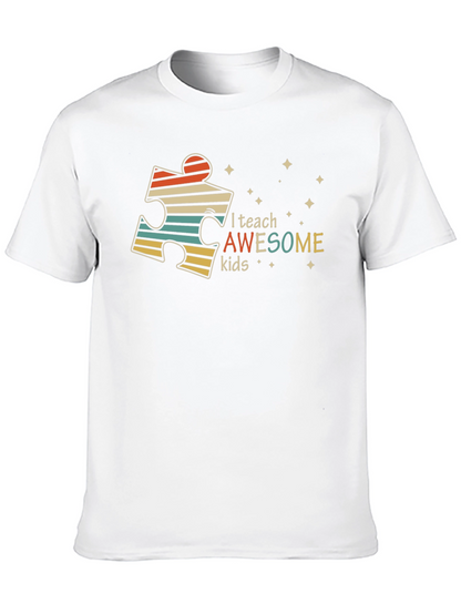 Autism Awareness Teacher T-Shirt - I Teach Awesome Kids