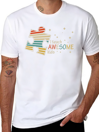 Autism Awareness Teacher T-Shirt - I Teach Awesome Kids