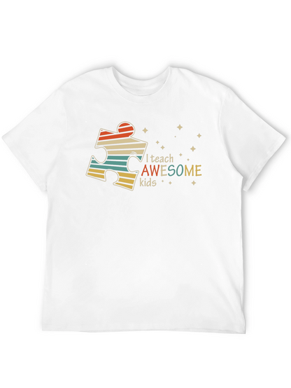 Autism Awareness Teacher T-Shirt - I Teach Awesome Kids