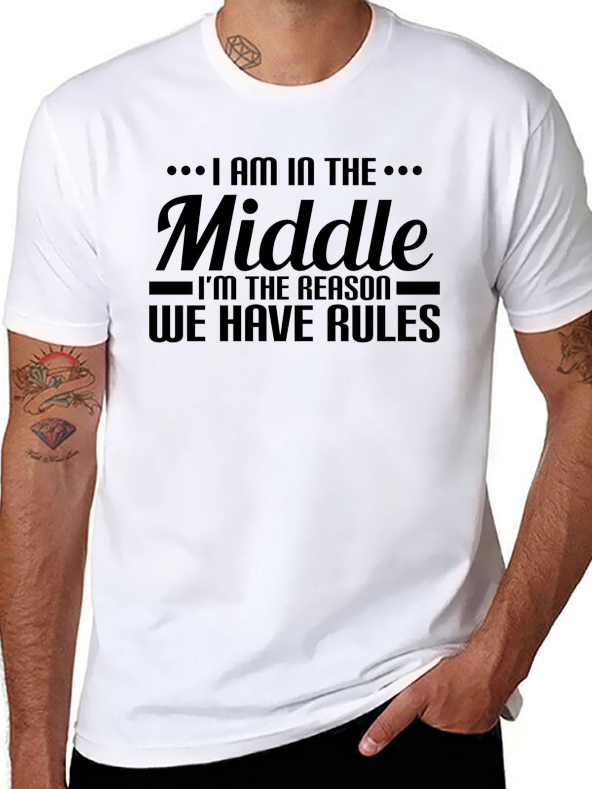 I AM IN THE MIDDLE Funny Graphic Tee