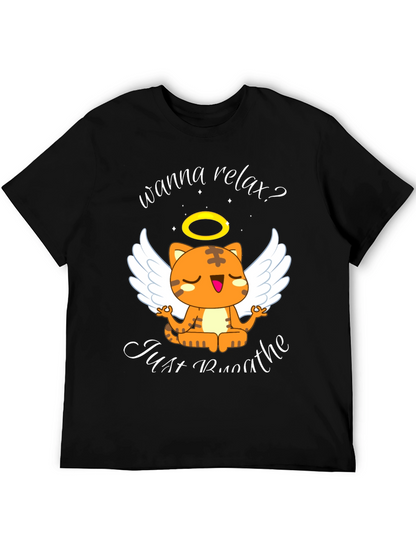 Relax Cat T-Shirt - Wanna Relax? Just Breathe Tee