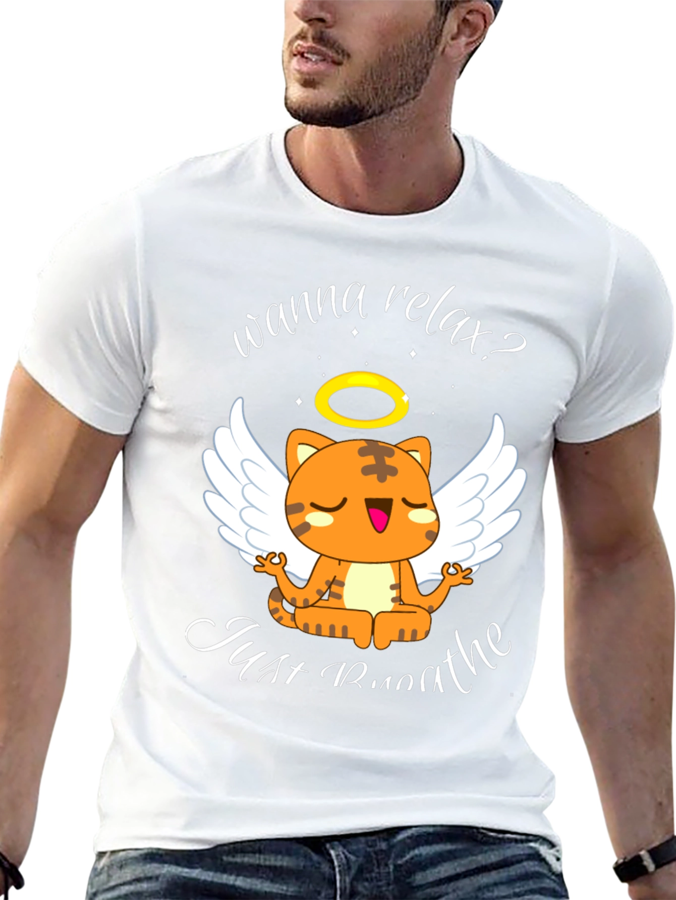 Relax Cat T-Shirt - Wanna Relax? Just Breathe Tee