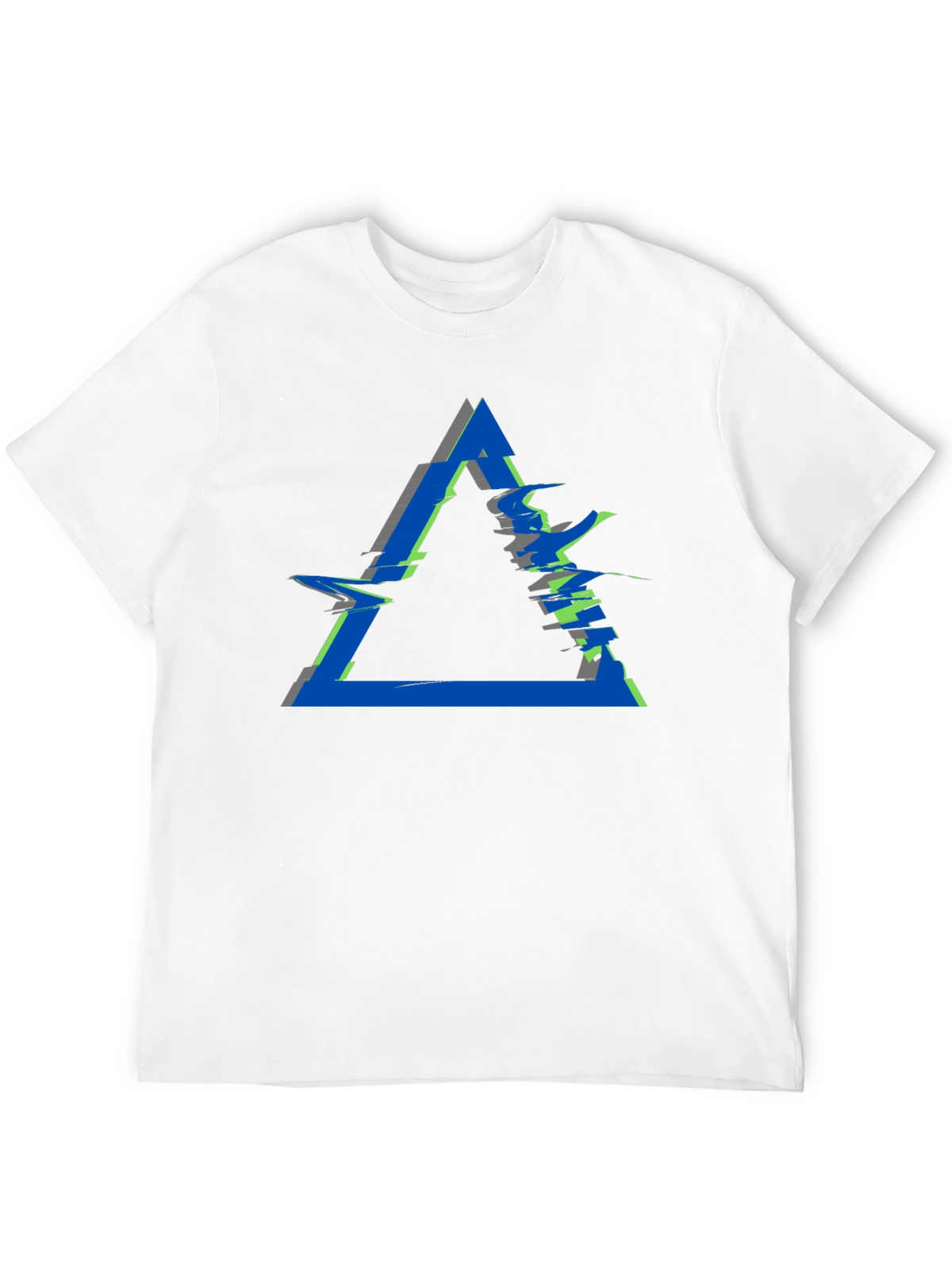 Abstract Triangle Glitch Graphic Black T-Shirt