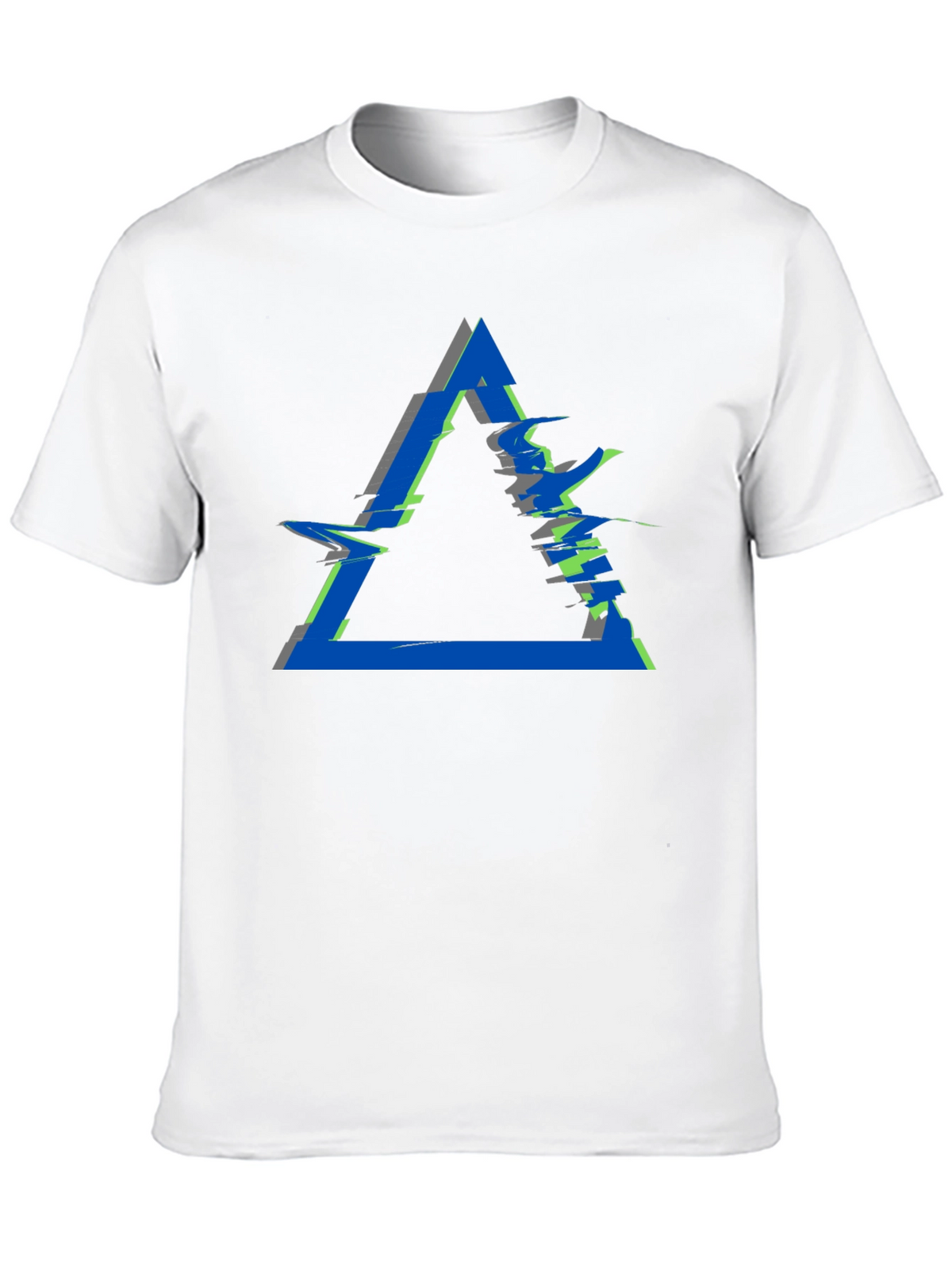 Abstract Triangle Glitch Graphic Black T-Shirt